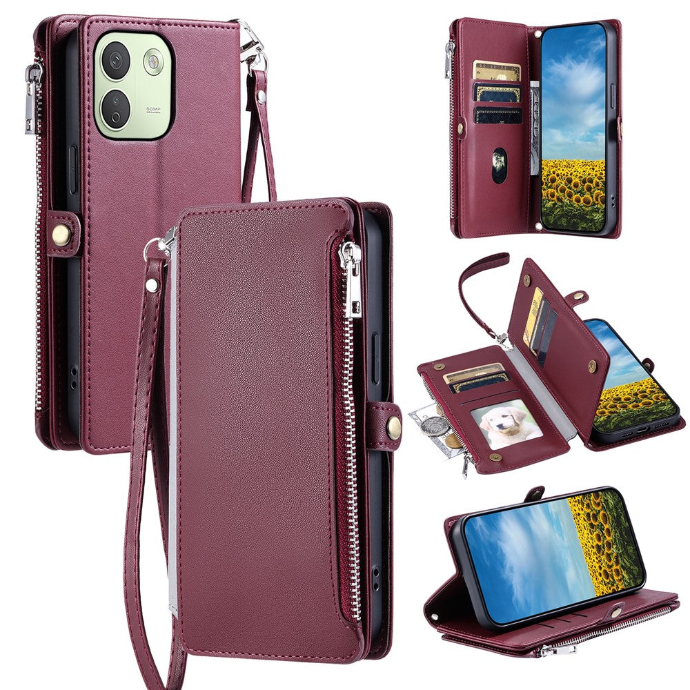 For Xiaomi Redmi Note 17 Pro Max 5G  /  17 Pro 5G Case TPU + PU Leather Wallet Phone Cover with Wrist Strap