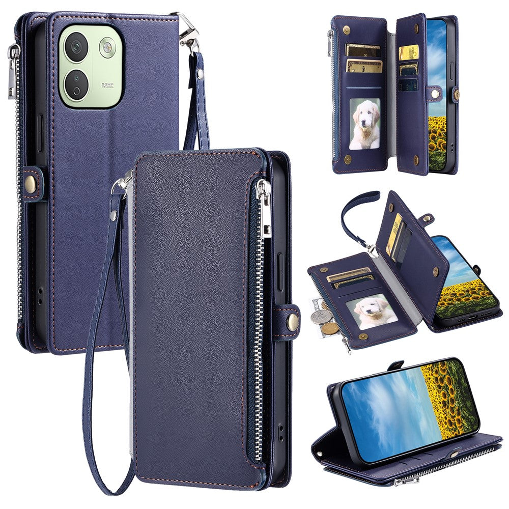 Xiaomi Redmi Note 17 Pro Max 5G / 17 Pro 5G-skal TPU + PU-läder plånboksfodral med handledsrem