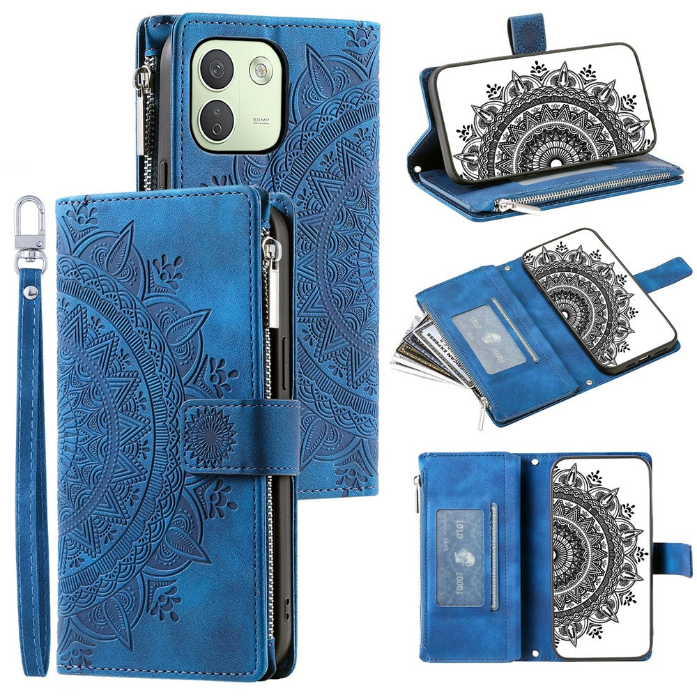 Xiaomi Redmi Note 17 Pro Max 5G / 17 Pro 5G Plånboksfodral Mandala Blommönster PU-läder mobilskal med Handledsrem