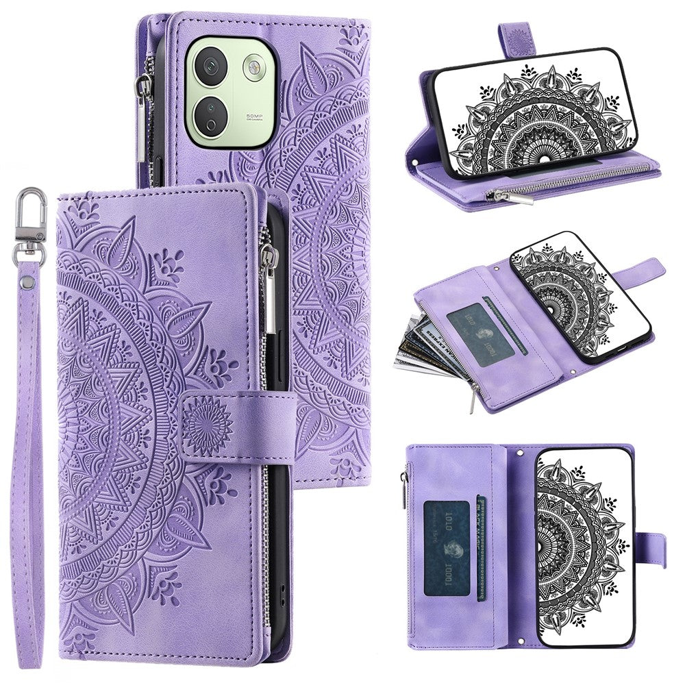 Xiaomi Redmi Note 17 Pro Max 5G / 17 Pro 5G Plånboksfodral Mandala Blommönster PU-läder mobilskal med Handledsrem