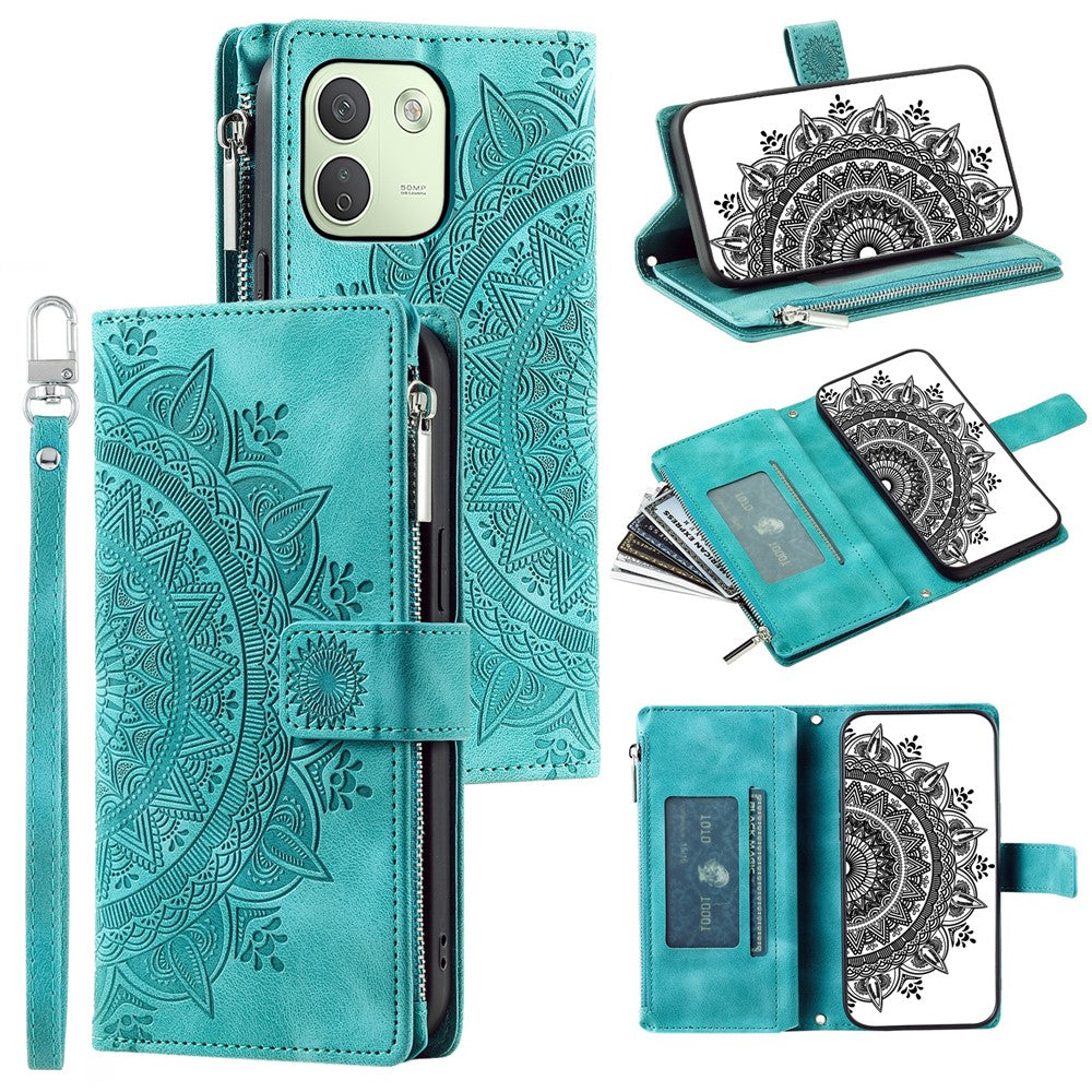 Xiaomi Redmi Note 17 Pro Max 5G / 17 Pro 5G Plånboksfodral Mandala Blommönster PU-läder mobilskal med Handledsrem