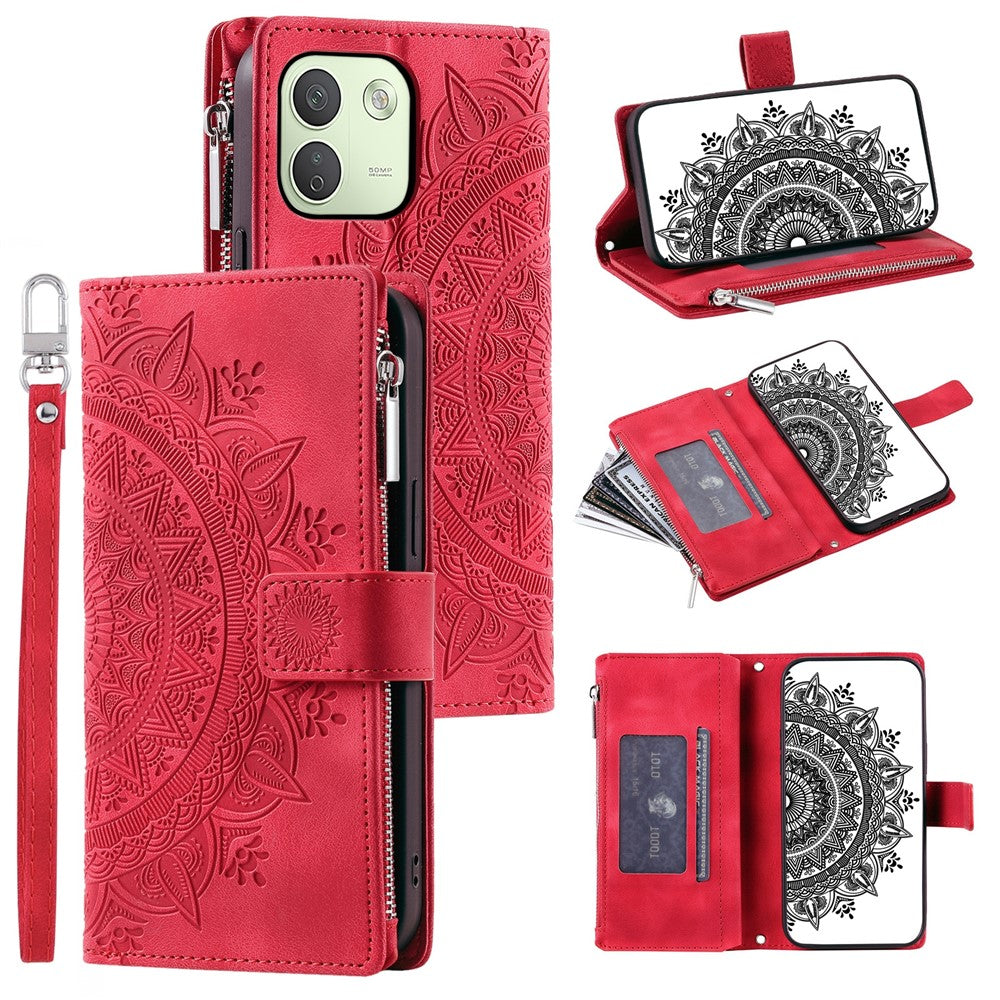 Xiaomi Redmi Note 17 Pro Max 5G / 17 Pro 5G Plånboksfodral Mandala Blommönster PU-läder mobilskal med Handledsrem