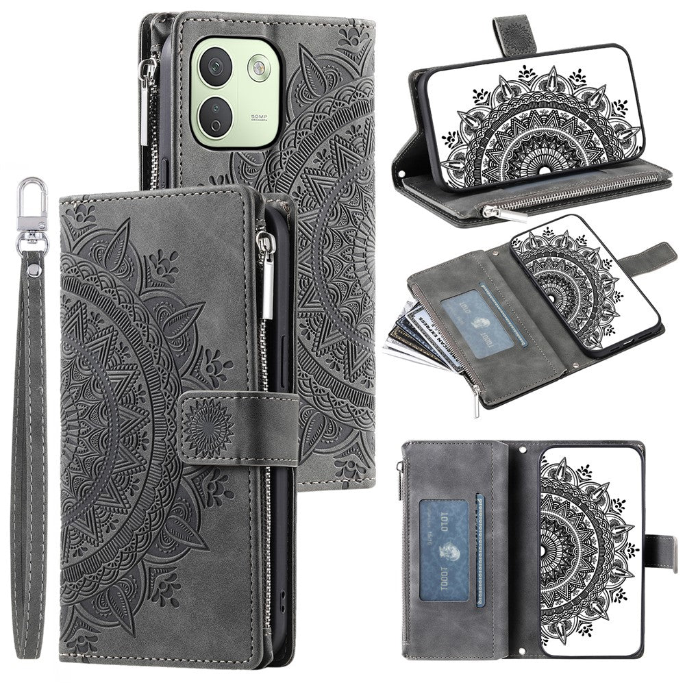 Xiaomi Redmi Note 17 Pro Max 5G / 17 Pro 5G Plånboksfodral Mandala Blommönster PU-läder mobilskal med Handledsrem