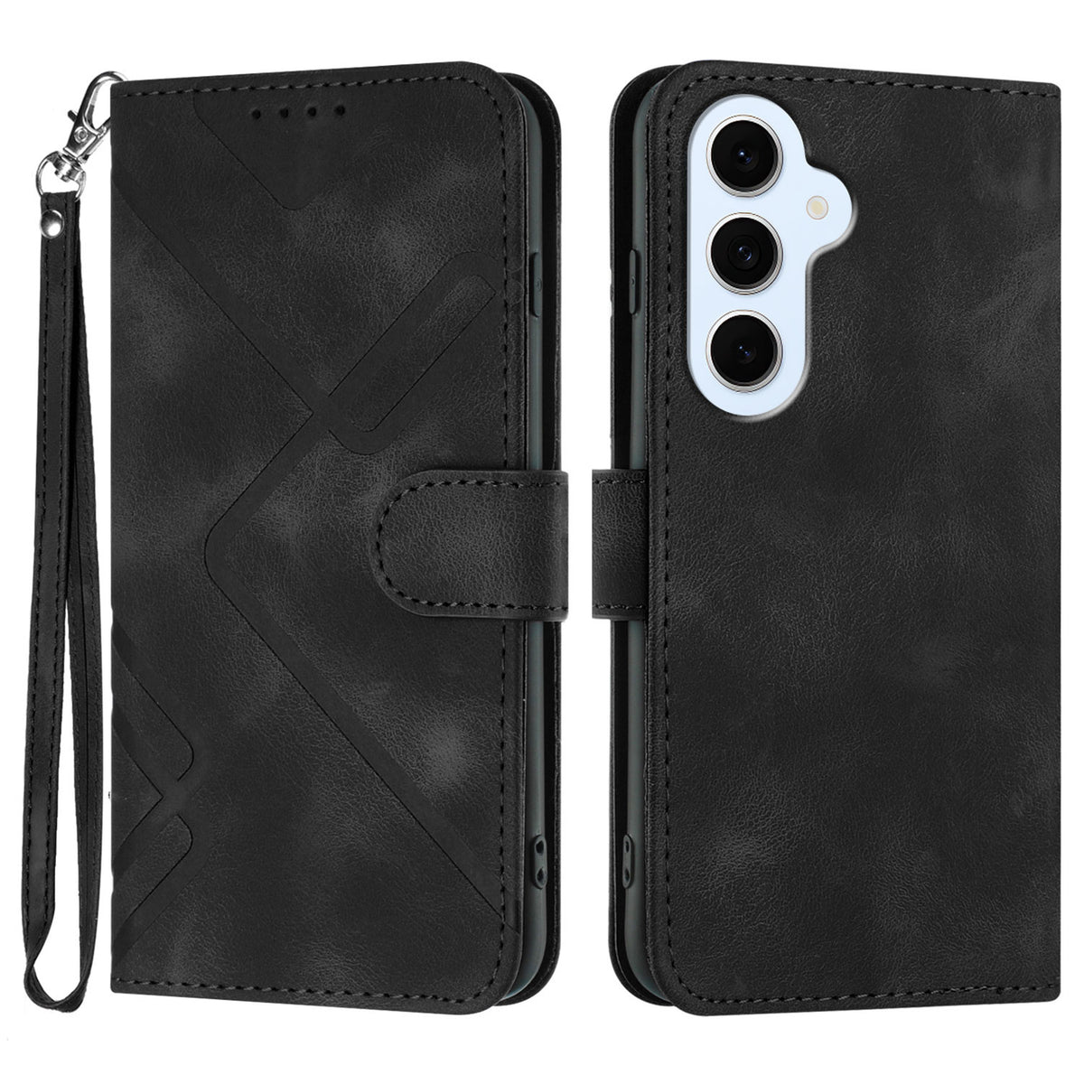 Samsung Galaxy S25 FE / Galaxy S26 FE Plånboksfodral i PU-läder med rem och tryck
