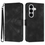 For Samsung Galaxy S26 / Galaxy S27 Wallet Case Line Imprinted PU Leather Phone Cover with Strap