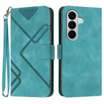 For Samsung Galaxy S26 / Galaxy S27 Wallet Case Line Imprinted PU Leather Phone Cover with Strap