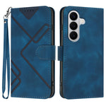 For Samsung Galaxy S26 / Galaxy S27 Wallet Case Line Imprinted PU Leather Phone Cover with Strap