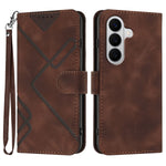 For Samsung Galaxy S26 / Galaxy S27 Wallet Case Line Imprinted PU Leather Phone Cover with Strap