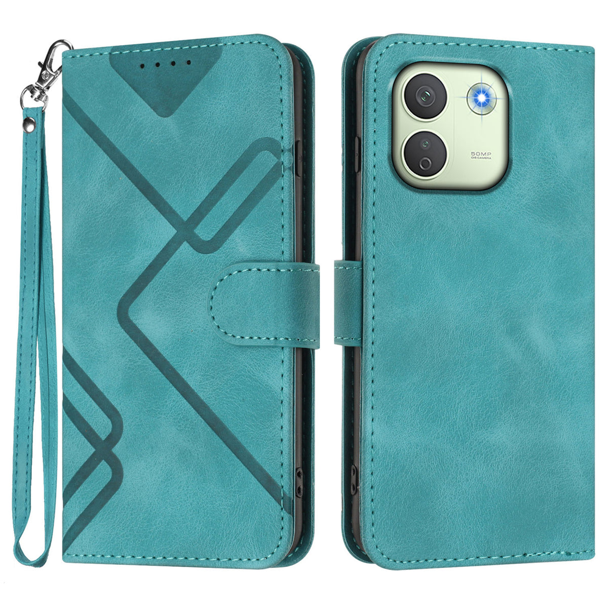 For Xiaomi Redmi Note 17 Pro Max 5G / Xiaomi Redmi Note 17 Pro+ 5G Wallet Case Line Imprinted PU Leather Phone Cover with Strap