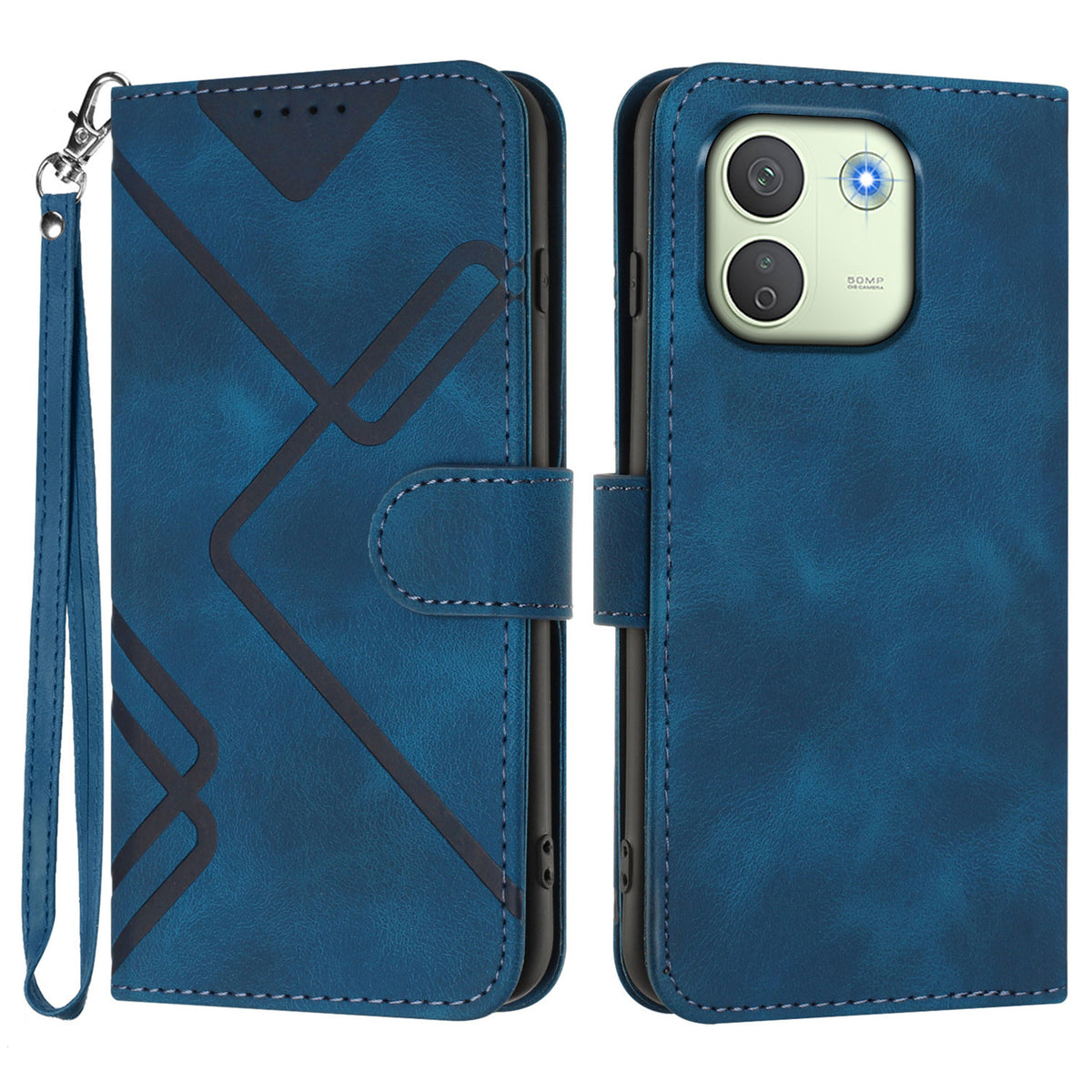 For Xiaomi Redmi Note 17 Pro Max 5G / Xiaomi Redmi Note 17 Pro+ 5G Wallet Case Line Imprinted PU Leather Phone Cover with Strap