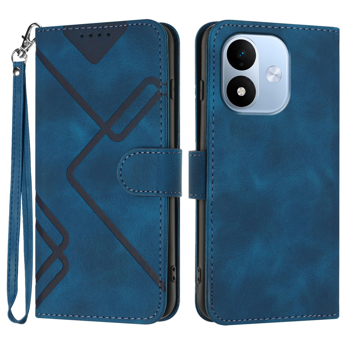 For Xiaomi Redmi Note 17 Pro 5G Wallet Case Line Imprinted PU Leather Phone Cover with Strap