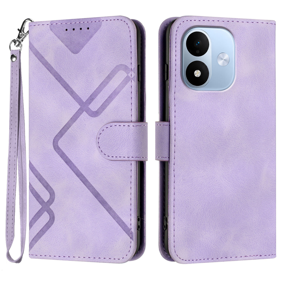 For Xiaomi Redmi Note 17 Pro 5G Wallet Case Line Imprinted PU Leather Phone Cover with Strap
