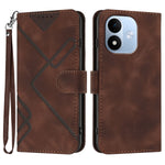 For Xiaomi Redmi Note 17 Pro 5G Wallet Case Line Imprinted PU Leather Phone Cover with Strap