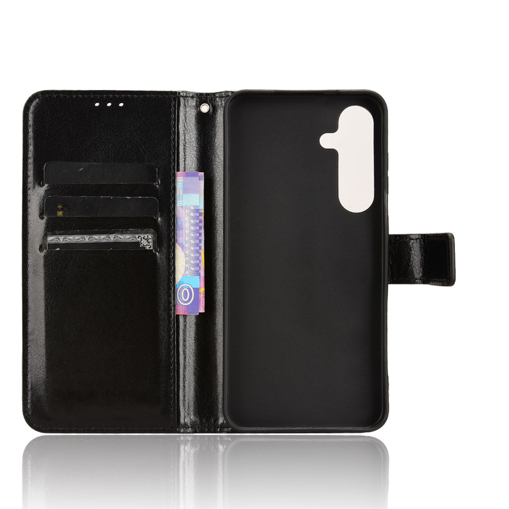 Samsung Galaxy S26 FE PU-läderskal med rem Crazy Horse-textur plånboksfodral