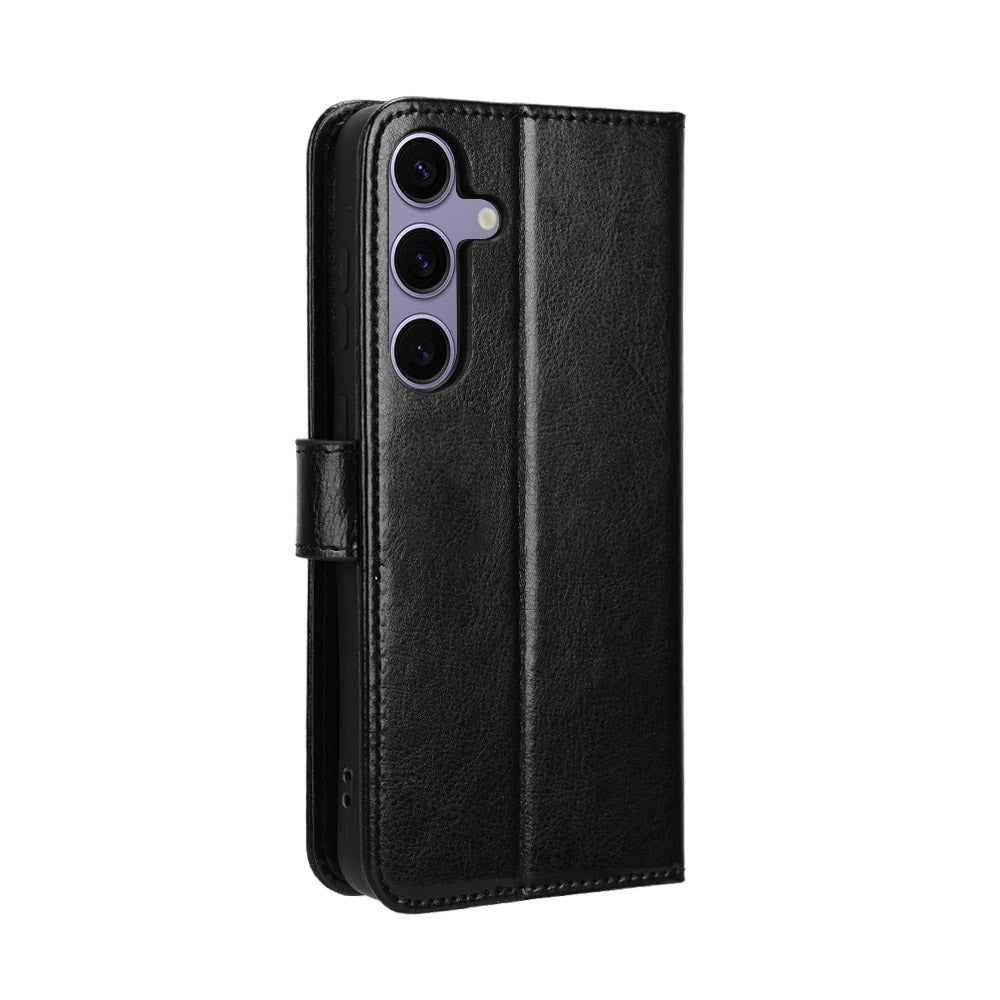 Samsung Galaxy S26 FE PU-läderskal med rem Crazy Horse-textur plånboksfodral