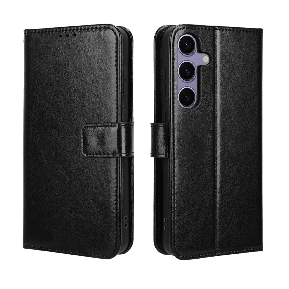 Samsung Galaxy S26 FE PU-läderskal med rem Crazy Horse-textur plånboksfodral