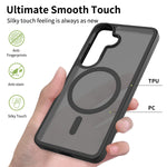 Magnetisk cover til Samsung Galaxy S25 FE i TPU + PC med fingeraftryksbeskyttelse, skærmbeskyttelse i højstyrke aluminium-silikatglas + linsebeskyttelse i hærdet glas