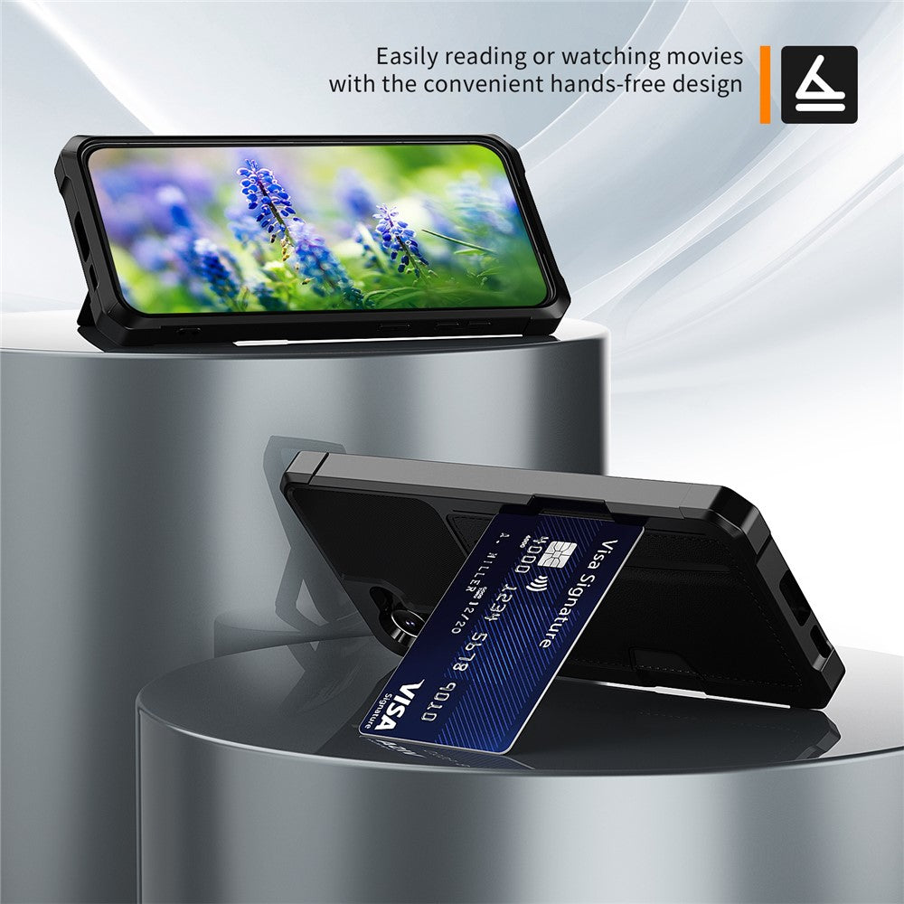 For Samsung Galaxy S23 ZM02 Anti-drop Reinforced Corner Protective Phone Case with Card Slot PU Leather + TPU Wear-resistant Phone Back Cover