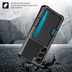 For Samsung Galaxy S23 ZM02 Anti-drop Reinforced Corner Protective Phone Case with Card Slot PU Leather + TPU Wear-resistant Phone Back Cover