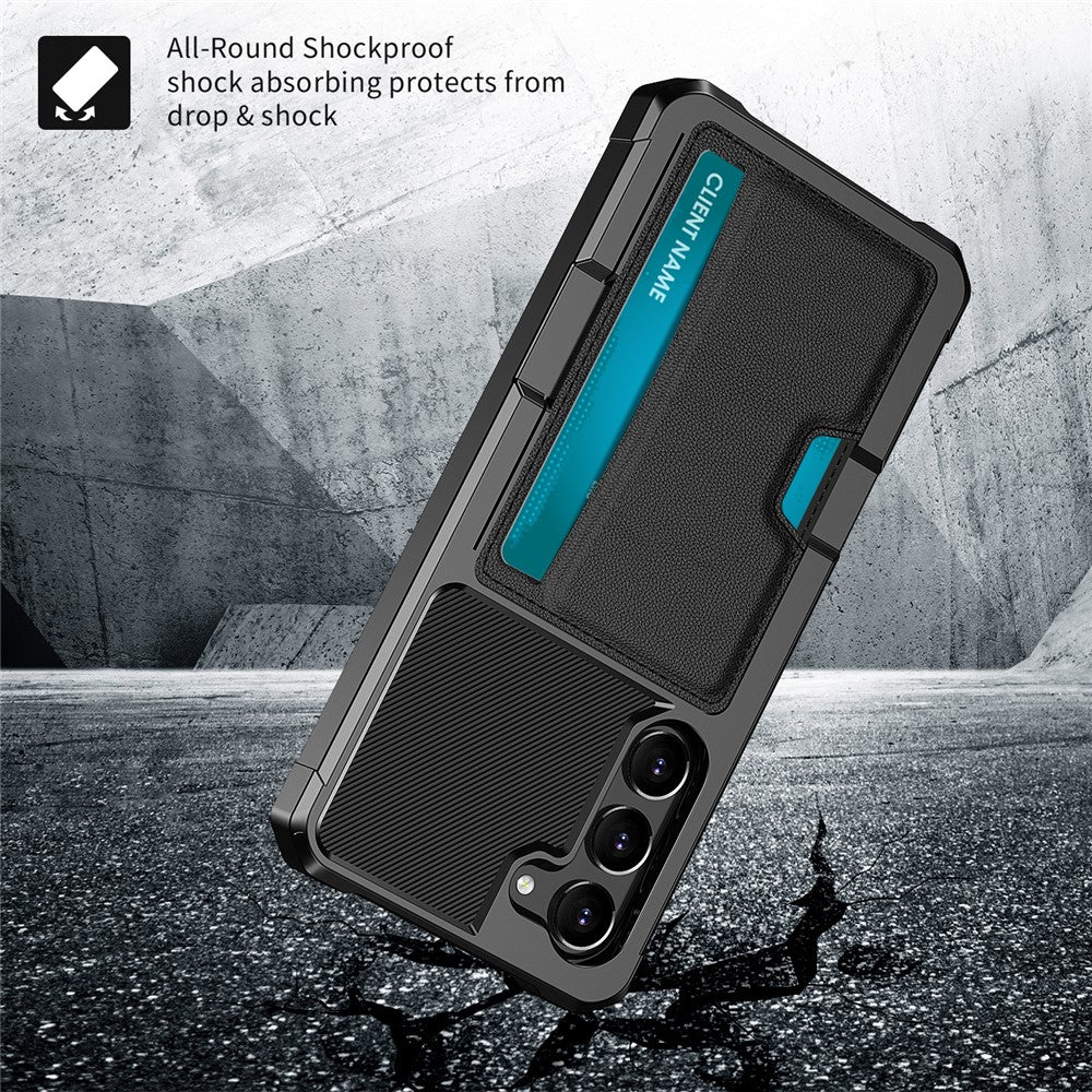 For Samsung Galaxy S23 ZM02 Anti-drop Reinforced Corner Protective Phone Case with Card Slot PU Leather + TPU Wear-resistant Phone Back Cover