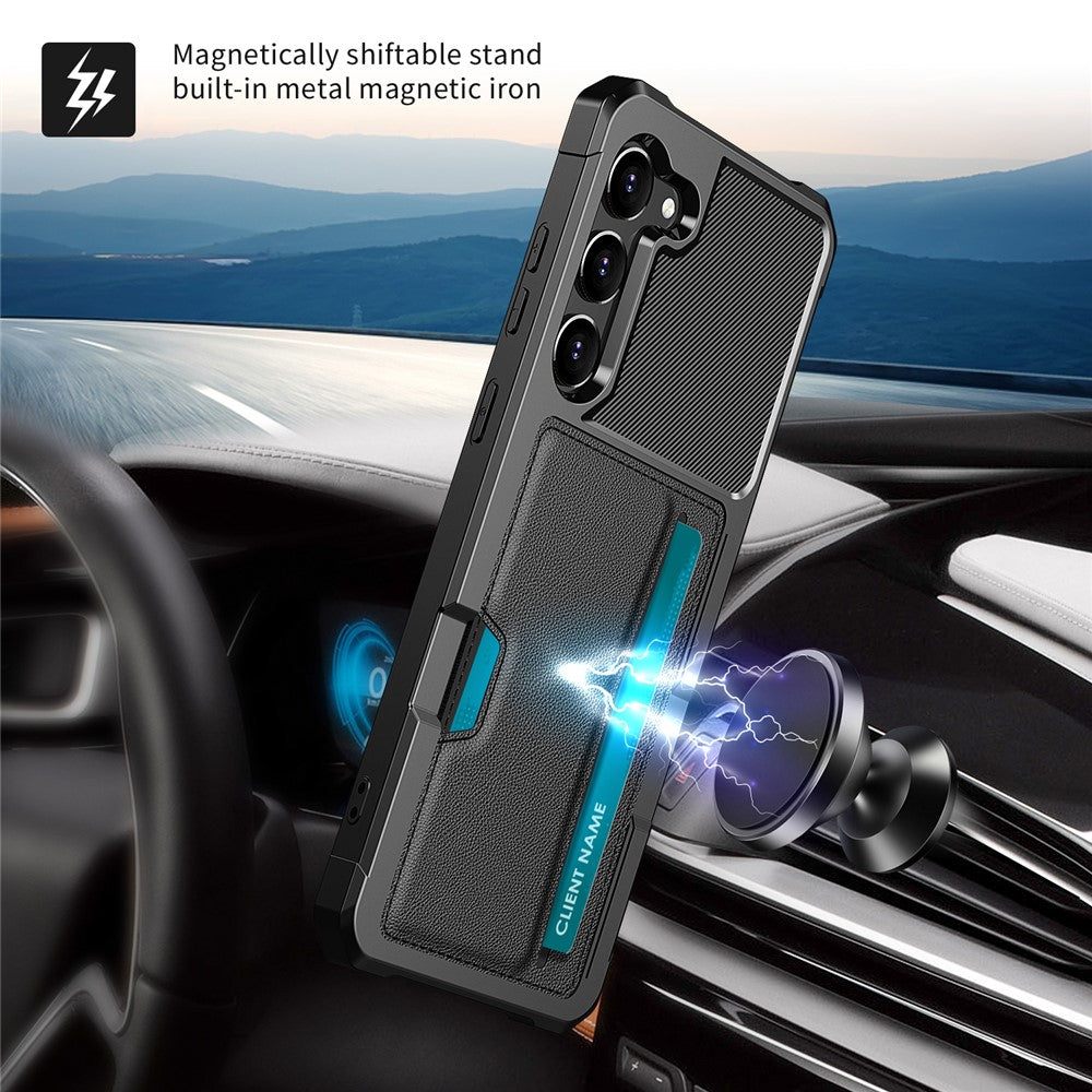 For Samsung Galaxy S23 ZM02 Anti-drop Reinforced Corner Protective Phone Case with Card Slot PU Leather + TPU Wear-resistant Phone Back Cover