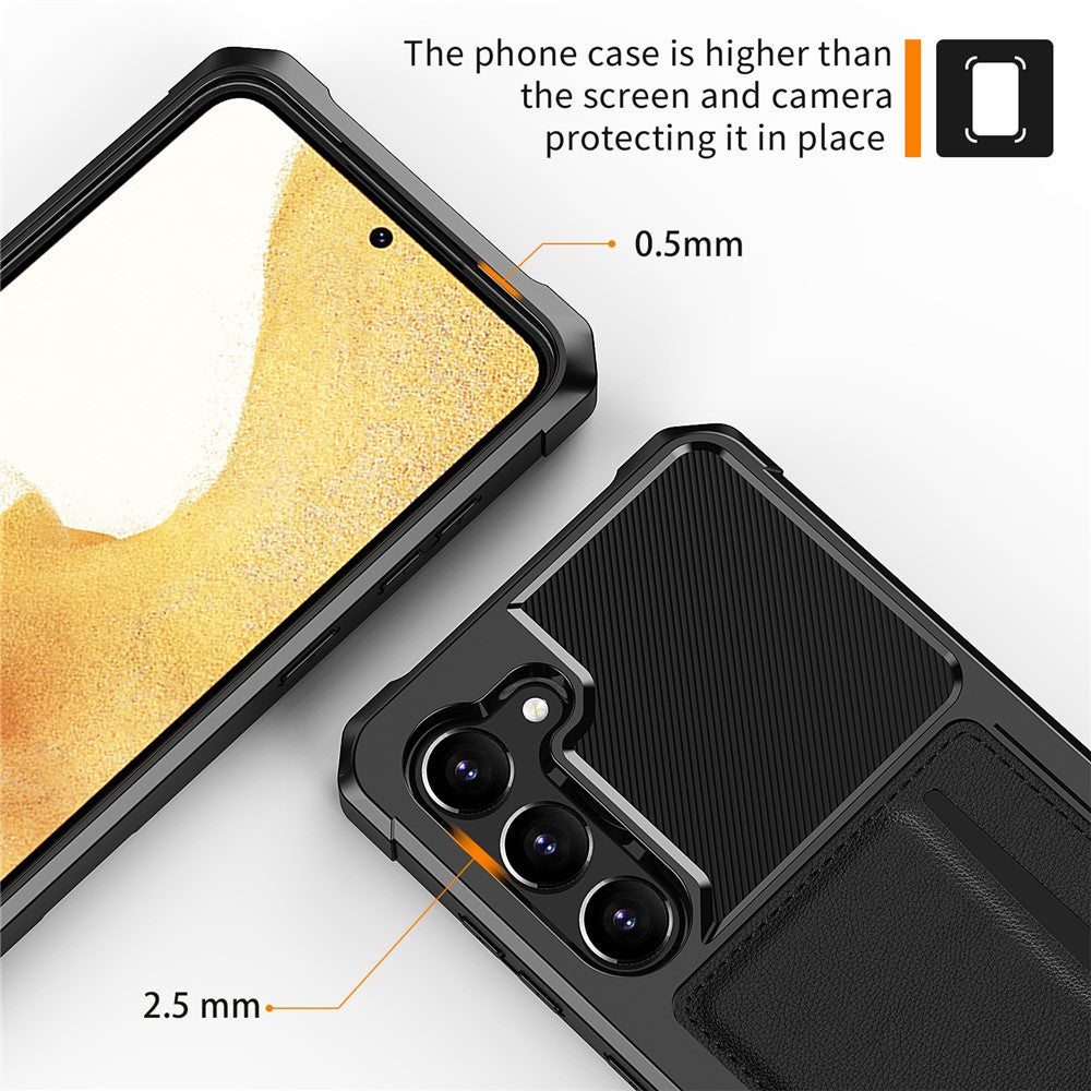 For Samsung Galaxy S23 ZM02 Anti-drop Reinforced Corner Protective Phone Case with Card Slot PU Leather + TPU Wear-resistant Phone Back Cover
