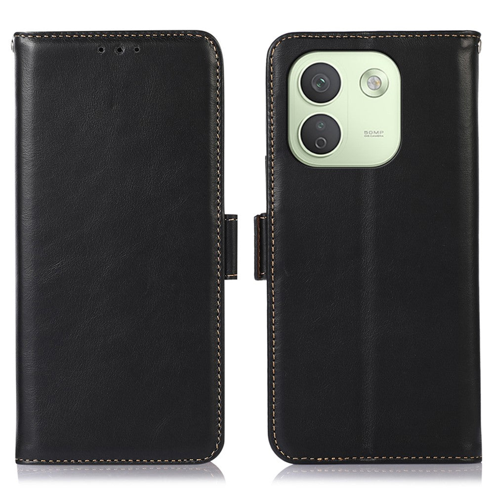 Xiaomi Redmi Note 17 Pro Max 5G / 17 Pro+ 5G-skal RFID-blockerande plånboksfodral i äkta nötskinn