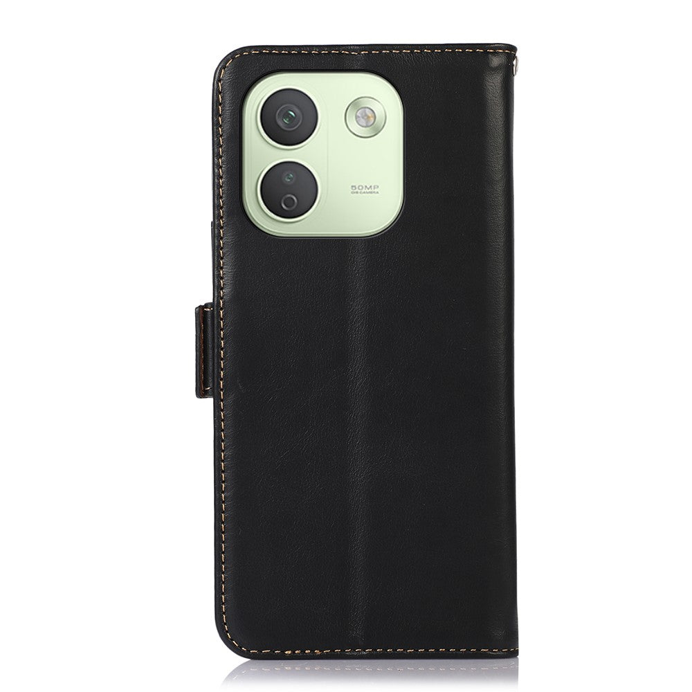 Xiaomi Redmi Note 17 Pro Max 5G / 17 Pro+ 5G-skal RFID-blockerande plånboksfodral i äkta nötskinn