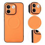 Xiaomi Redmi Note 17 Pro+ 5G / Note 17 Pro Max 5G / Poco X8 Power 5G-skal, kolfiberstruktur, läderbelagt TPU PC-mobilskal med metallring för magnetiskt bilfäste