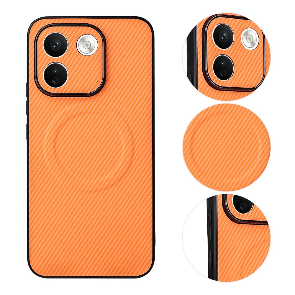 Xiaomi Redmi Note 17 Pro+ 5G / Note 17 Pro Max 5G / Poco X8 Power 5G-skal, kolfiberstruktur, läderbelagt TPU PC-mobilskal med metallring för magnetiskt bilfäste