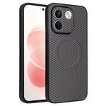 Xiaomi Redmi Note 17 Pro+ 5G / Note 17 Pro Max 5G / Poco X8 Power 5G-skal, kolfiberstruktur, läderbelagt TPU PC-mobilskal med metallring för magnetiskt bilfäste
