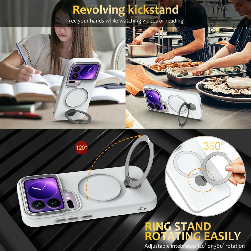 For Xiaomi 17 Pro Max Magnetic Case Rotating Ring Kickstand TPU + PC Back Cover