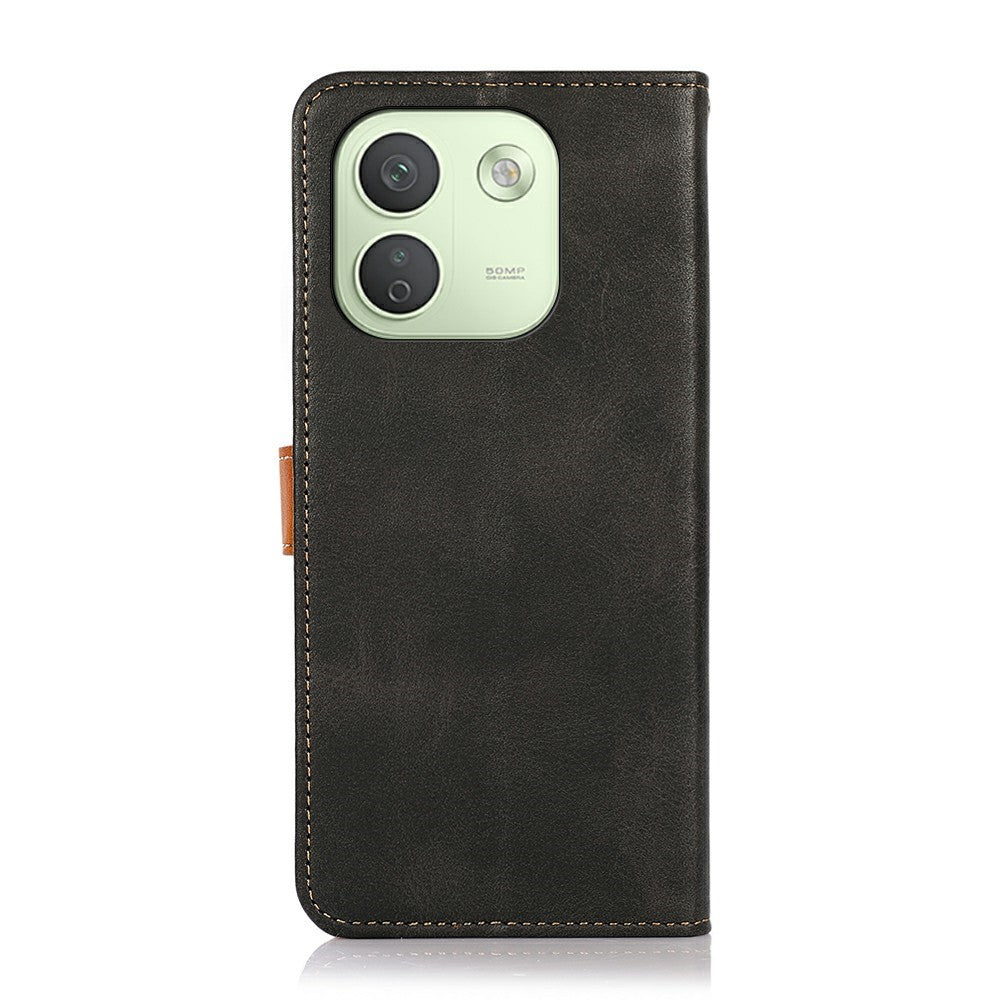 KHAZNEH For Xiaomi Redmi Note 17 Pro Max 5G Wallet Case Gold Magnetic Clasp Cowhide Texture Leather Flip Stand Phone Cover