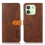 KHAZNEH For Xiaomi Redmi Note 17 Pro Max 5G Wallet Case Gold Magnetic Clasp Cowhide Texture Leather Flip Stand Phone Cover