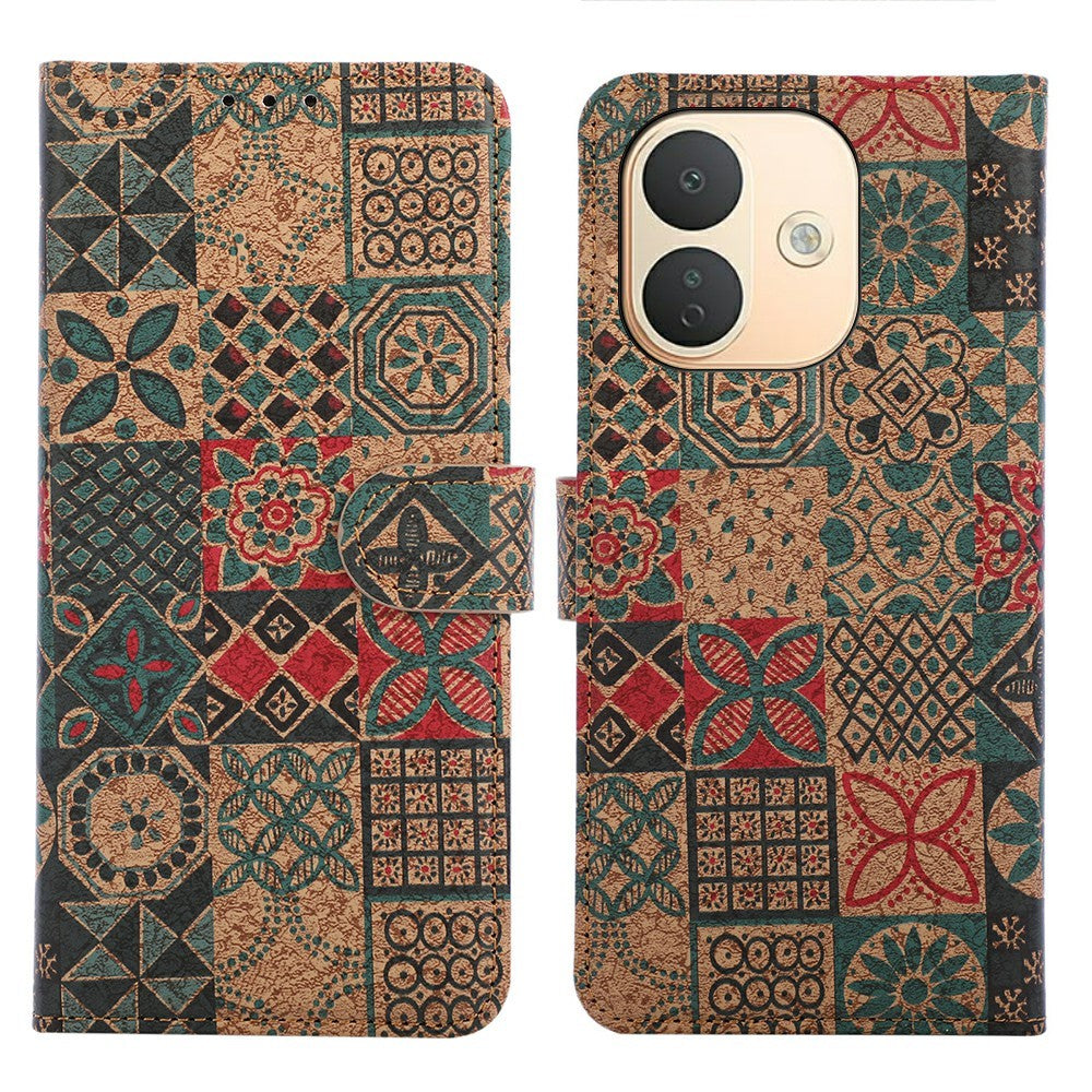 Xiaomi Redmi Note 17 Pro 5G læderetui med tegnebogsfunktion, bohemisk mobilcover i TPU og PU med stativ