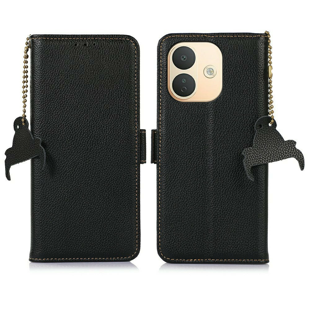 For Xiaomi Redmi Note 17 Pro 5G Case RFID Blocking Textured Genuine Cow Leather Phone Cover
