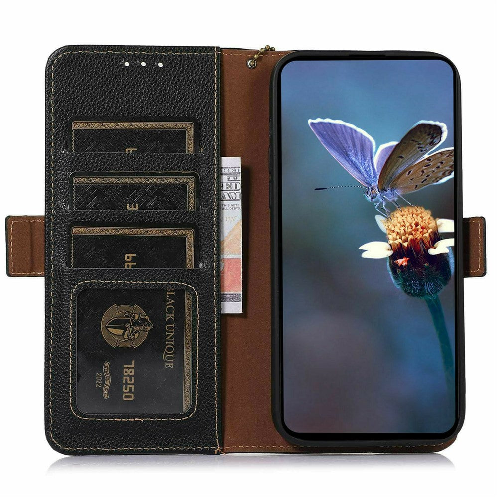 For Xiaomi Redmi Note 17 Pro 5G Case RFID Blocking Textured Genuine Cow Leather Phone Cover