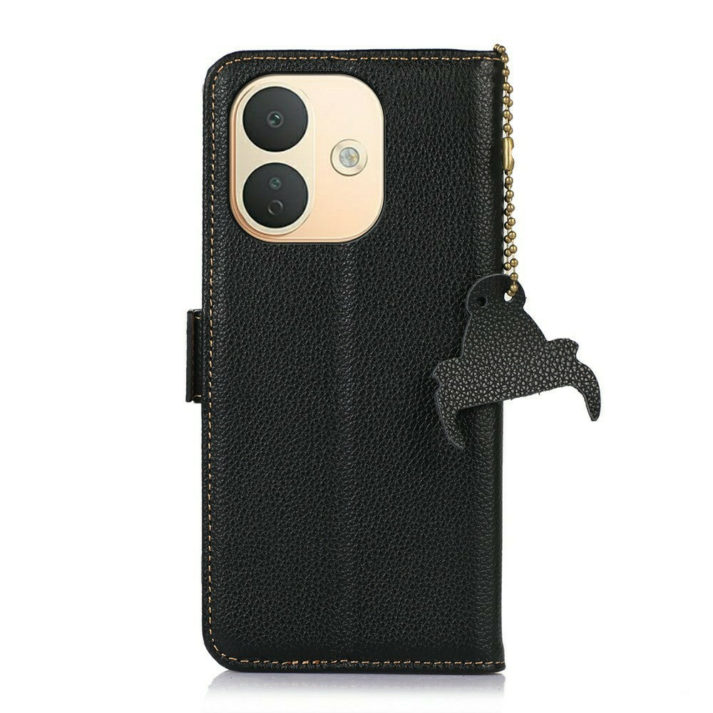 For Xiaomi Redmi Note 17 Pro 5G Case RFID Blocking Textured Genuine Cow Leather Phone Cover