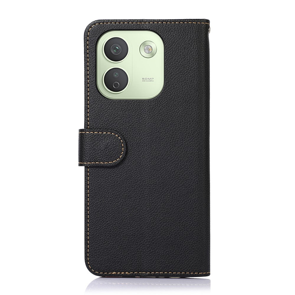 KHAZNEH För Xiaomi Redmi Note 17 Pro Max 5G Skal RFID-blockerande plånbok Litchitextur PU-lädermobilskal med rem