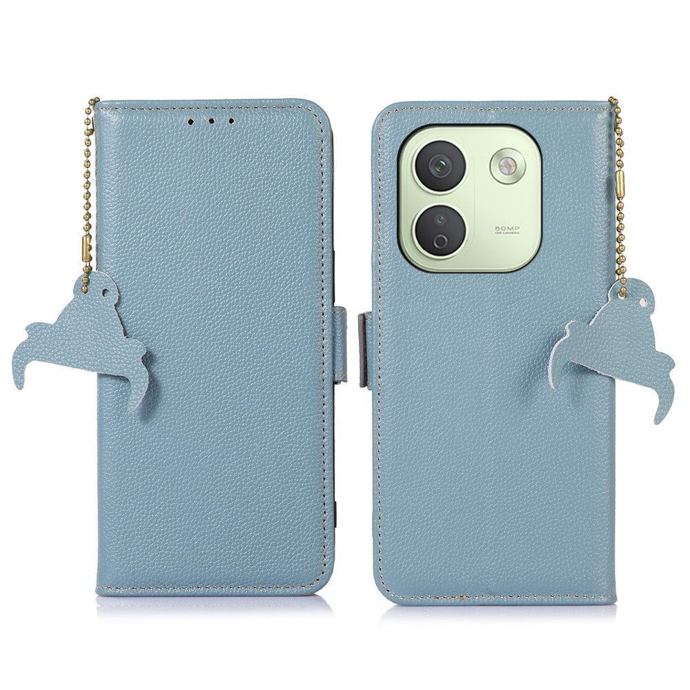 For Xiaomi Redmi Note 17 Pro Max 5G Case RFID Blocking Textured Genuine Cow Leather Phone Cover