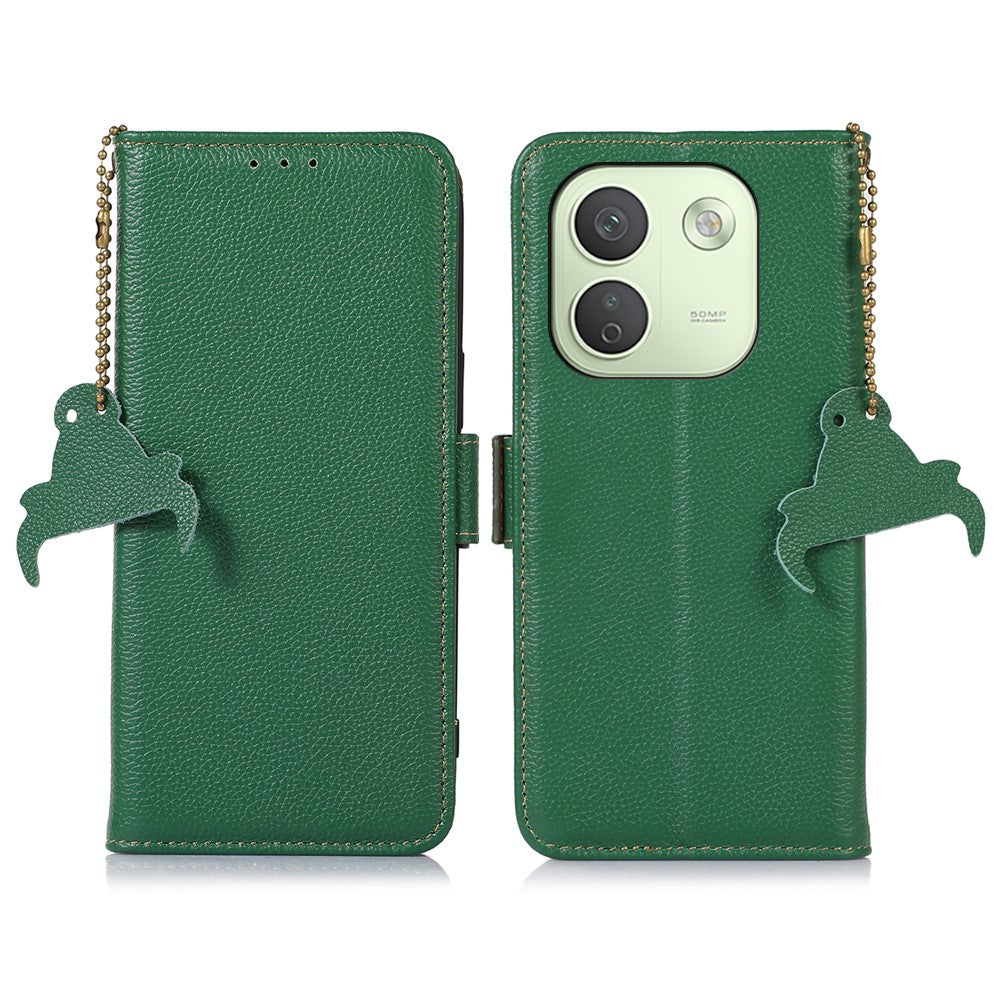 For Xiaomi Redmi Note 17 Pro Max 5G Case RFID Blocking Textured Genuine Cow Leather Phone Cover