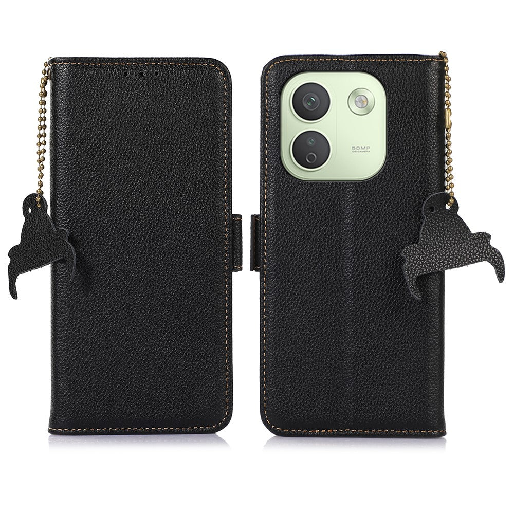 For Xiaomi Redmi Note 17 Pro Max 5G Case RFID Blocking Textured Genuine Cow Leather Phone Cover