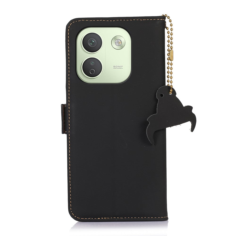For Xiaomi Redmi Note 17 Pro Max 5G Wallet Case Anti-Drop Genuine Cow Leather Phone Cover RFID Blocking