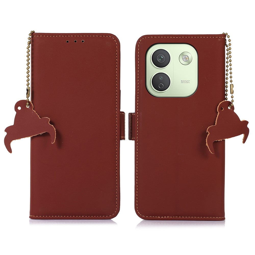 For Xiaomi Redmi Note 17 Pro Max 5G Wallet Case Anti-Drop Genuine Cow Leather Phone Cover RFID Blocking