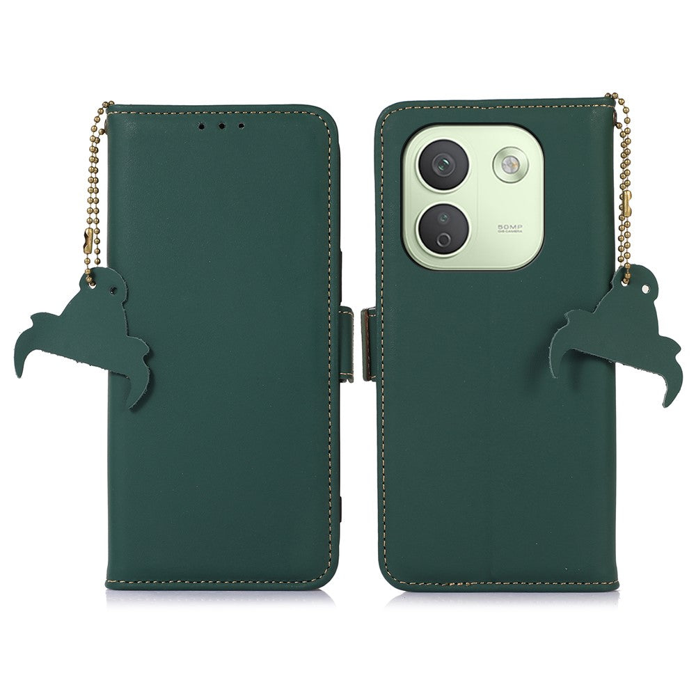 For Xiaomi Redmi Note 17 Pro Max 5G Wallet Case Anti-Drop Genuine Cow Leather Phone Cover RFID Blocking
