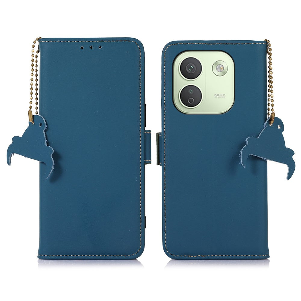 For Xiaomi Redmi Note 17 Pro Max 5G Wallet Case Anti-Drop Genuine Cow Leather Phone Cover RFID Blocking