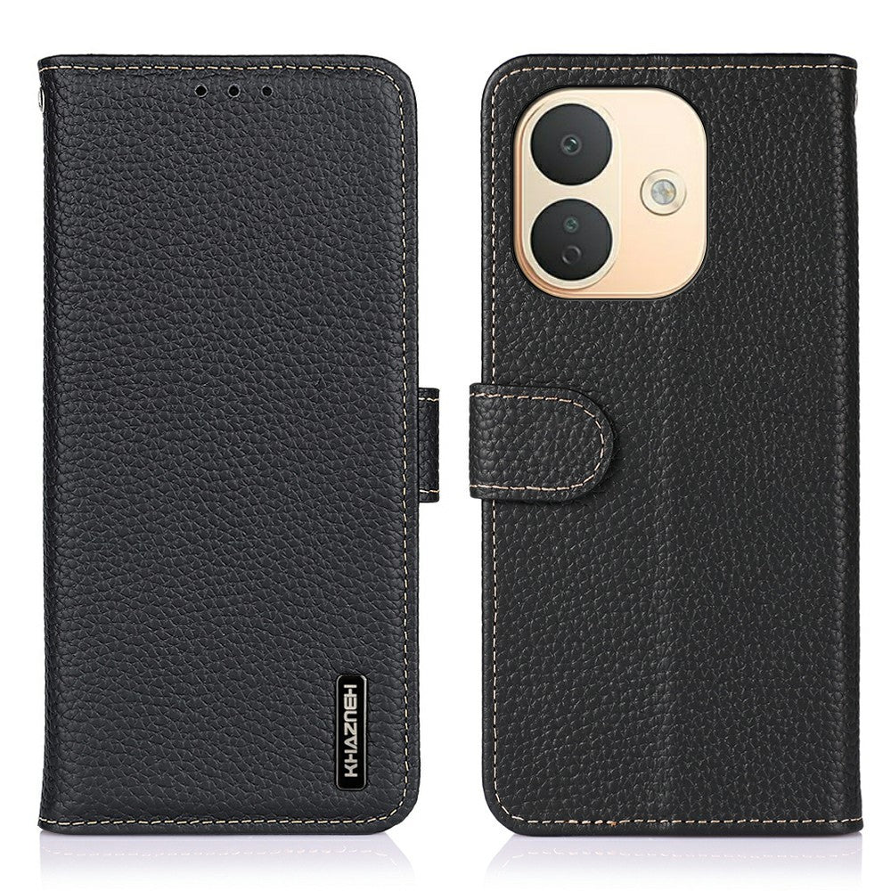 KHAZNEH for Xiaomi Redmi Note 17 Pro 5G Wallet Case Litchi Texture Genuine Cow Leather Flip Phone Cover