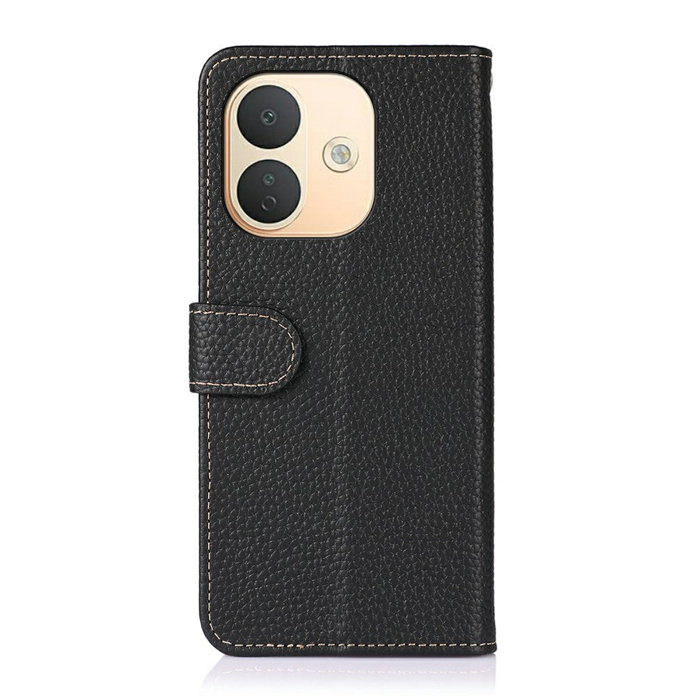 KHAZNEH for Xiaomi Redmi Note 17 Pro 5G Wallet Case Litchi Texture Genuine Cow Leather Flip Phone Cover