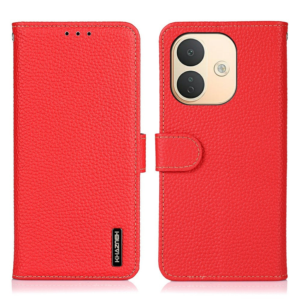 KHAZNEH for Xiaomi Redmi Note 17 Pro 5G Wallet Case Litchi Texture Genuine Cow Leather Flip Phone Cover
