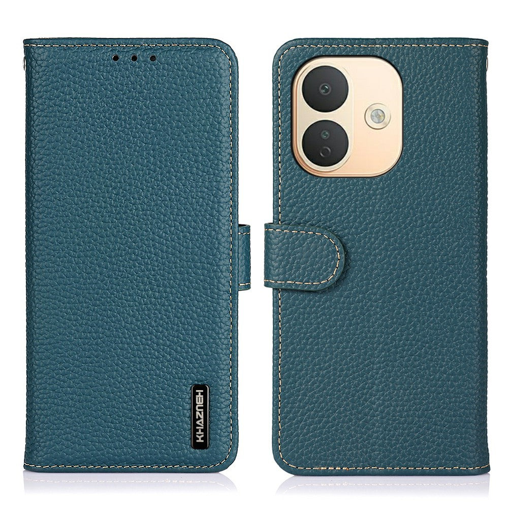 KHAZNEH for Xiaomi Redmi Note 17 Pro 5G Wallet Case Litchi Texture Genuine Cow Leather Flip Phone Cover